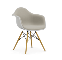 Vitra DAW Eames Plastic Armchair RE - 04 weiss - Vollpolster "Hopsak" 79 warmgrey/elfenbein--6