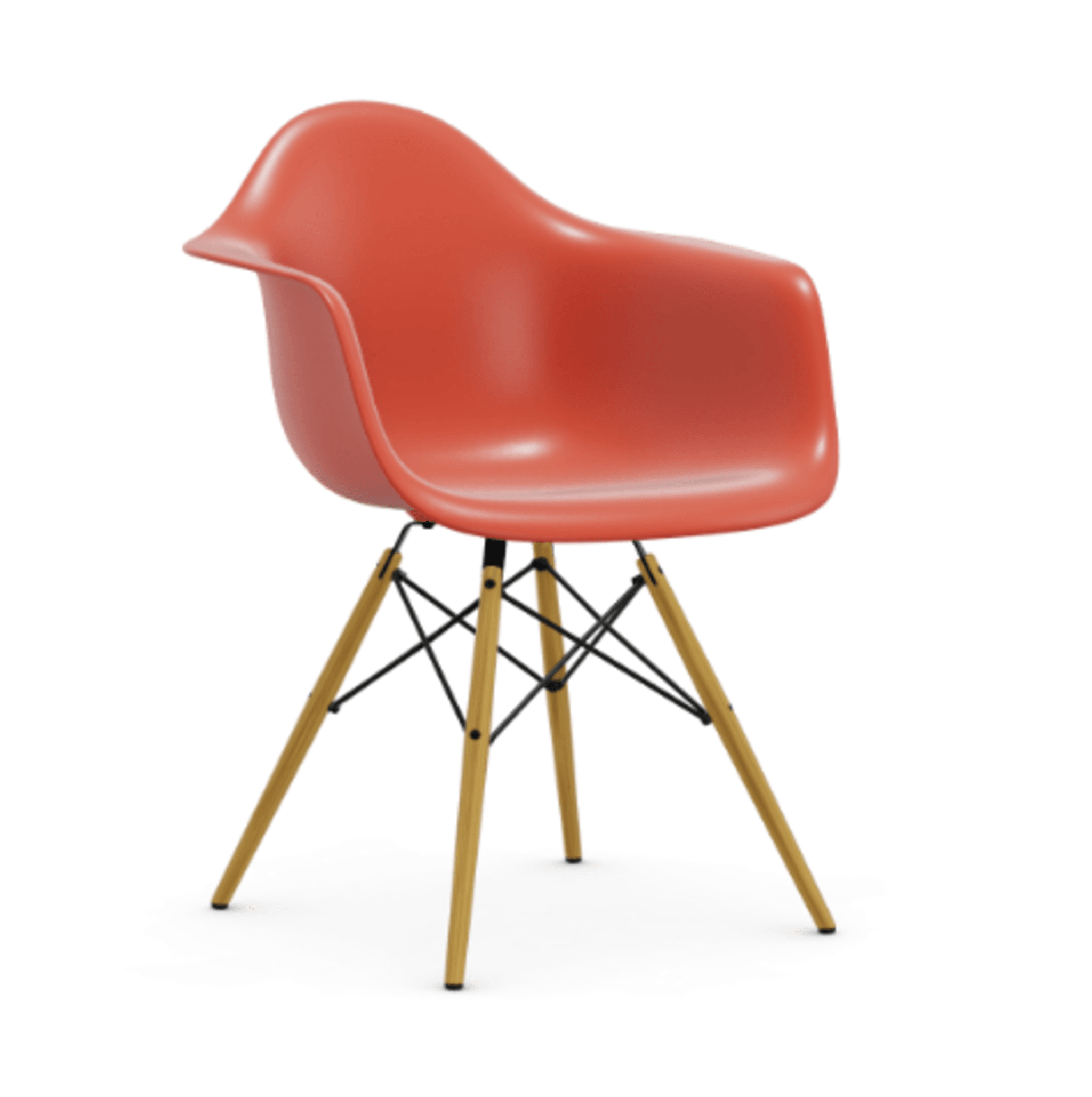 Vitra DAW Eames Plastic Armchair - 03 poppy red RE - Ahorn gelblich--23