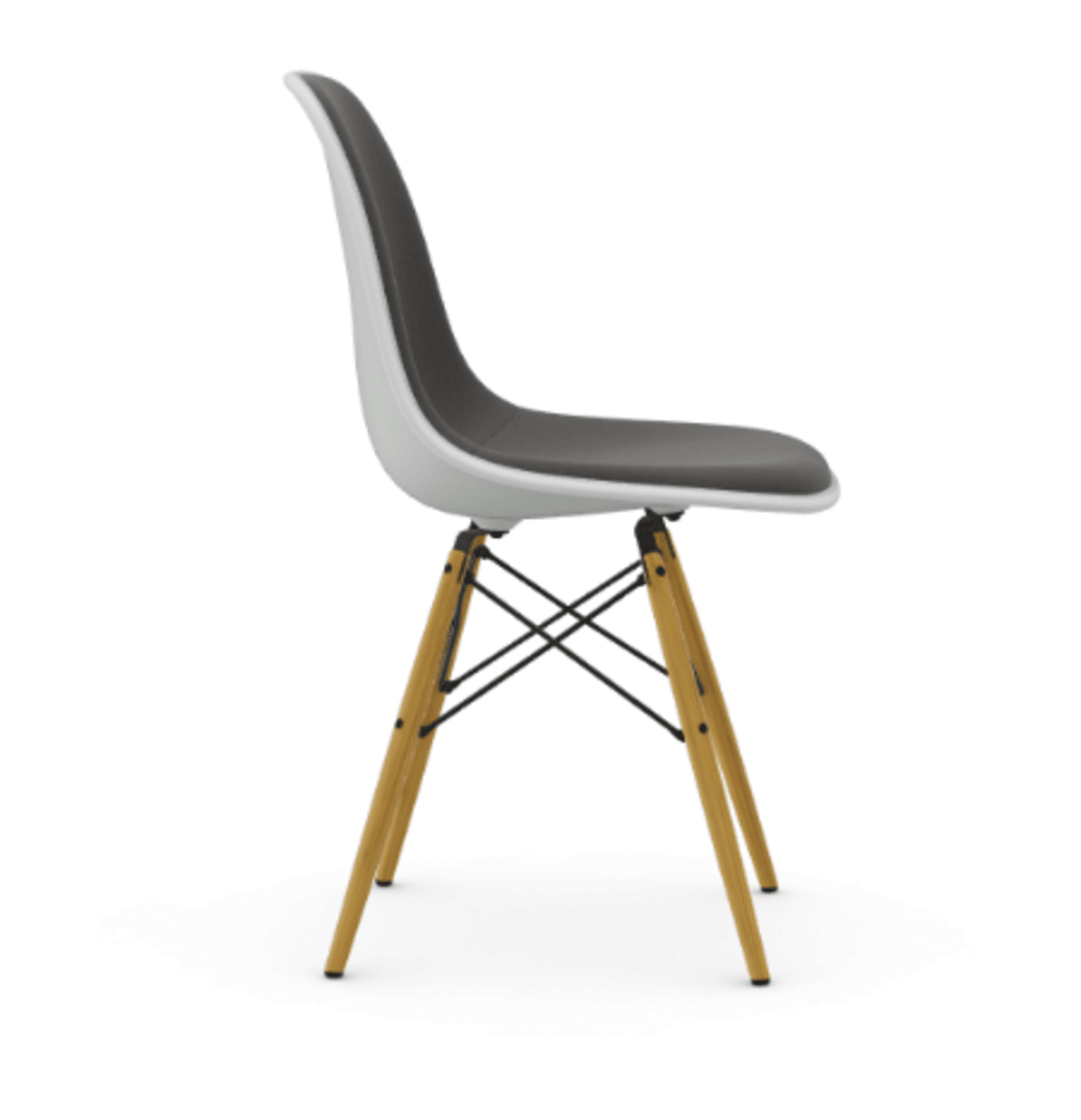 Vitra DSW Eames Plastic Side Chair RE - 85 cotton white RE - Vollpolster "Hopsak" 05 dunkelgrau--14