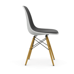 Vitra DSW Eames Plastic Side Chair RE - 85 cotton white RE - Vollpolster "Hopsak" 24 dunkelgrau/nero--15
