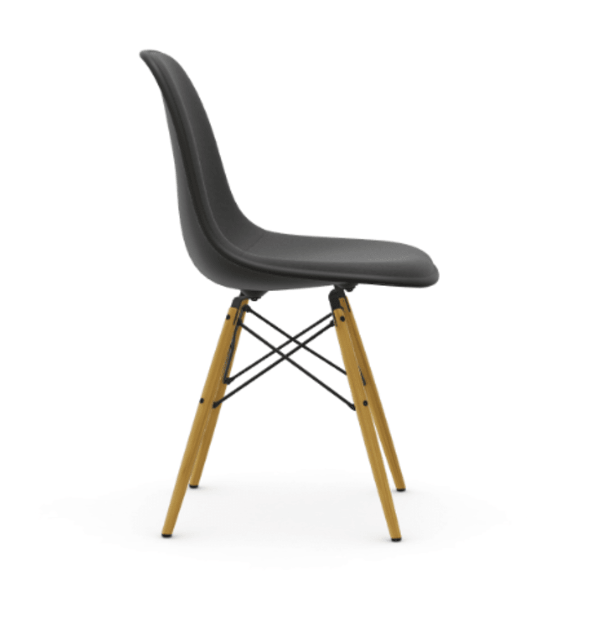 Vitra DSW Eames Plastic Side Chair RE - 12 tiefschwarz RE - Vollpolster "Hopsak" 24 dunkelgrau/nero--34