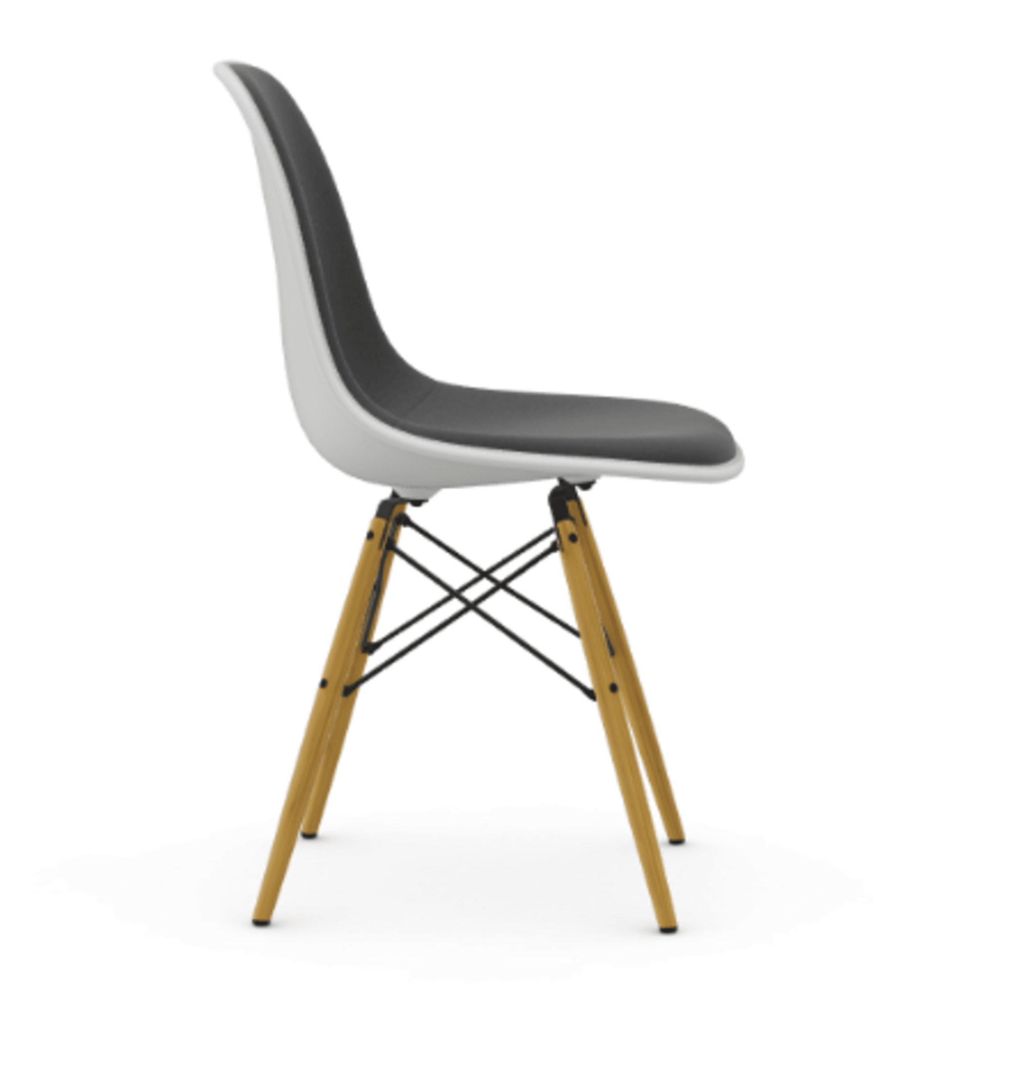 Vitra DSW Eames Plastic Side Chair RE - 04 weiss - Vollpolster "Hopsak" 24 dunkelgrau/nero--8