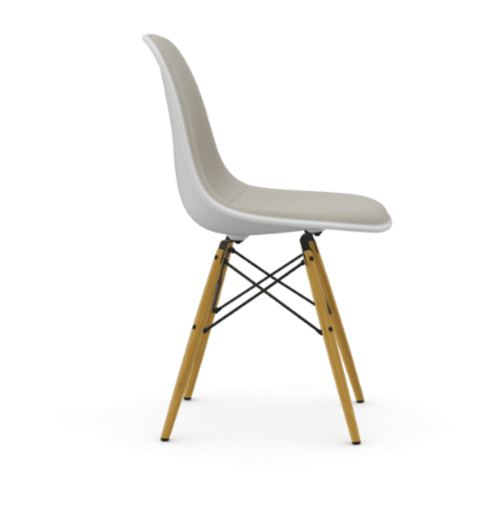Vitra DSW Eames Plastic Side Chair RE - 85 cotton white RE - Vollpolster "Hopsak" 79 warmgrey/elfenbein--13