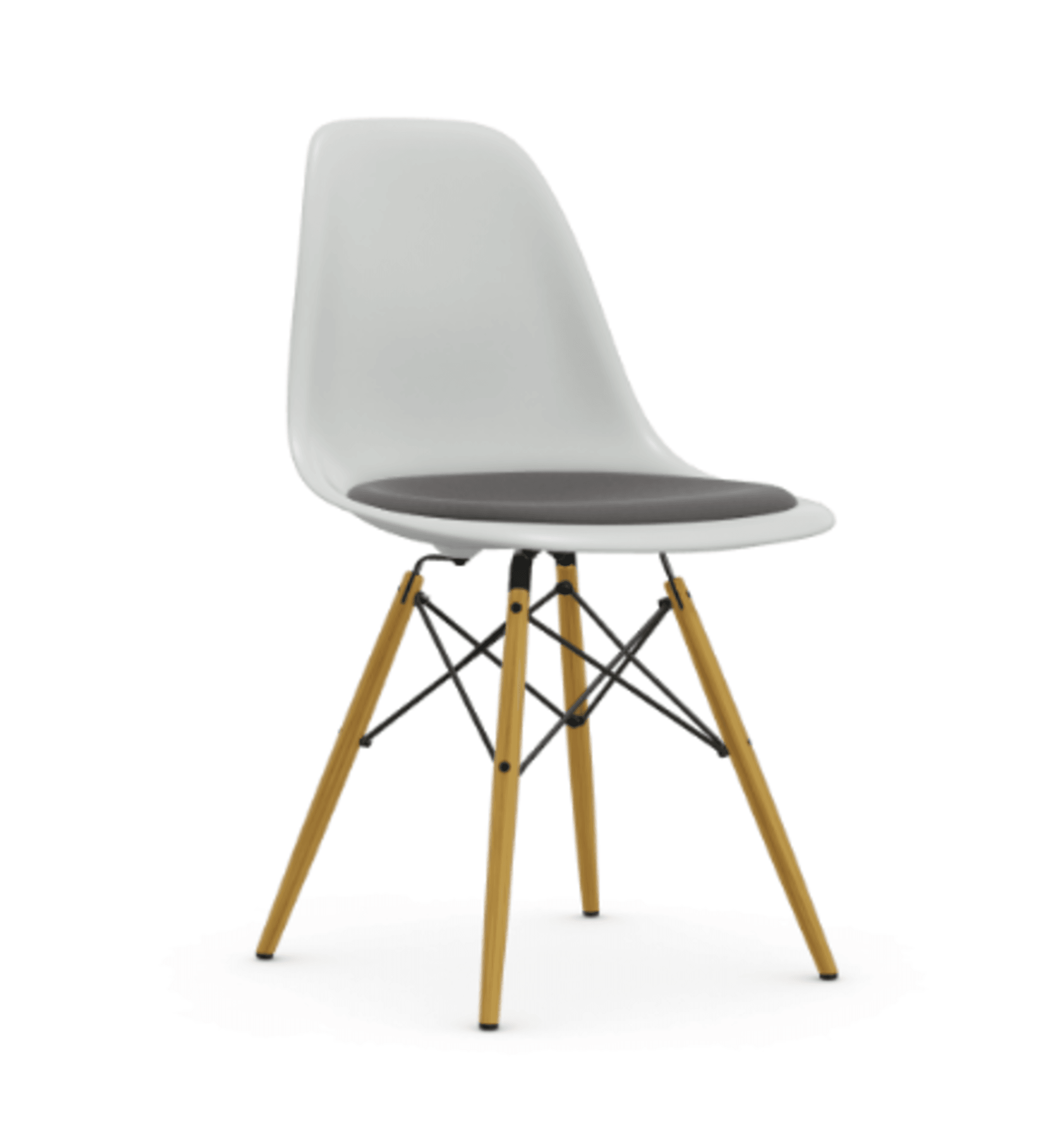 Vitra DSW Eames Plastic Side Chair RE - 85 cotton white RE - Sitzpolster "Hopsak" 05 dunkelgrau--11