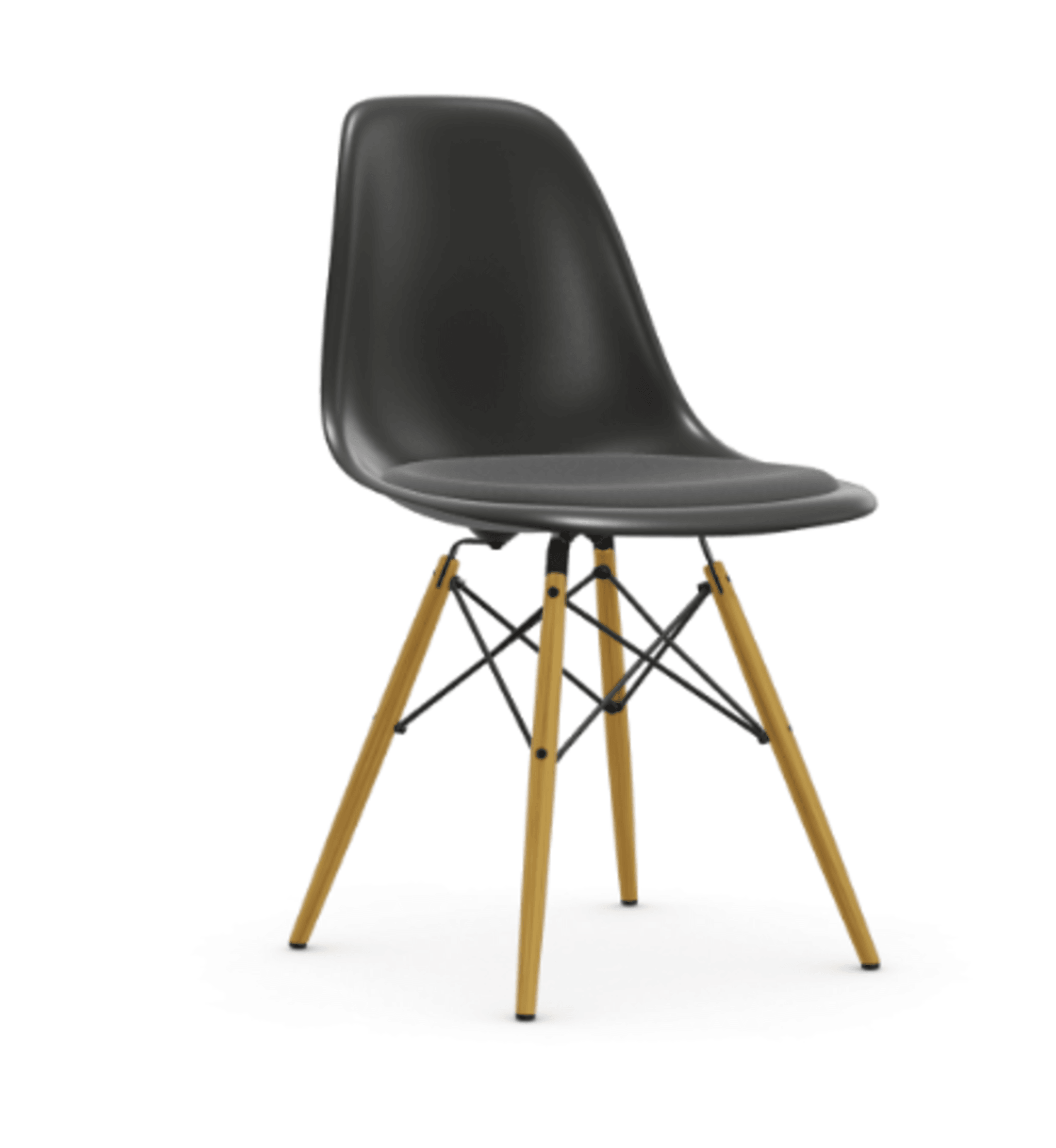 Vitra DSW Eames Plastic Side Chair RE - 12 tiefschwarz RE - Sitzpolster "Hopsak" 24 dunkelgrau/nero--31