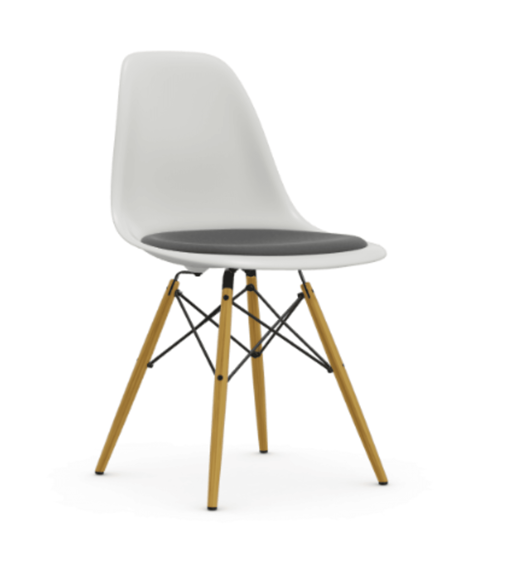 Vitra DSW Eames Plastic Side Chair RE - 04 weiss - Sitzpolster "Hopsak" 24 dunkelgrau/nero--5