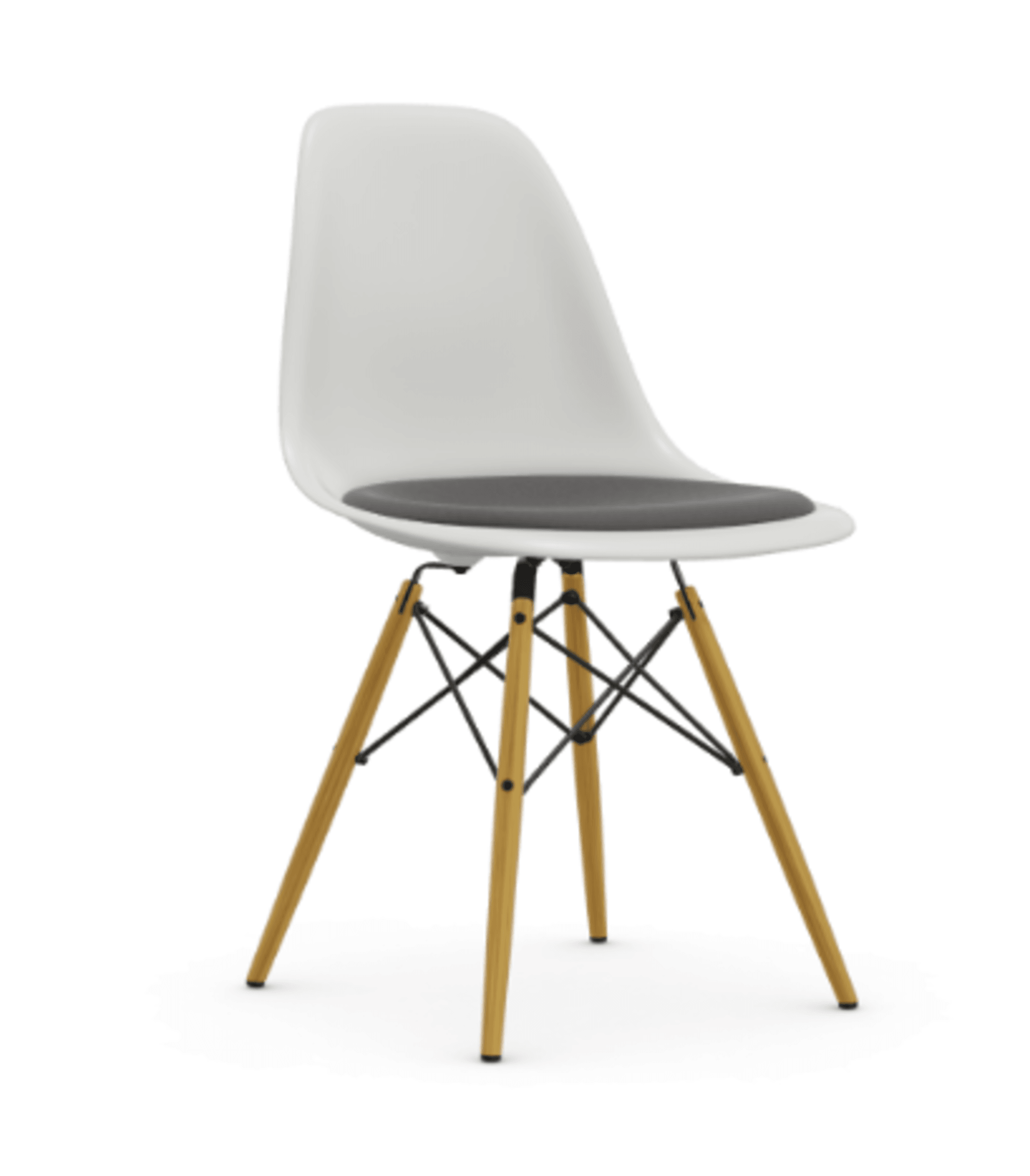 Vitra DSW Eames Plastic Side Chair RE - 04 weiss - Sitzpolster "Hopsak" 05 dunkelgrau--4