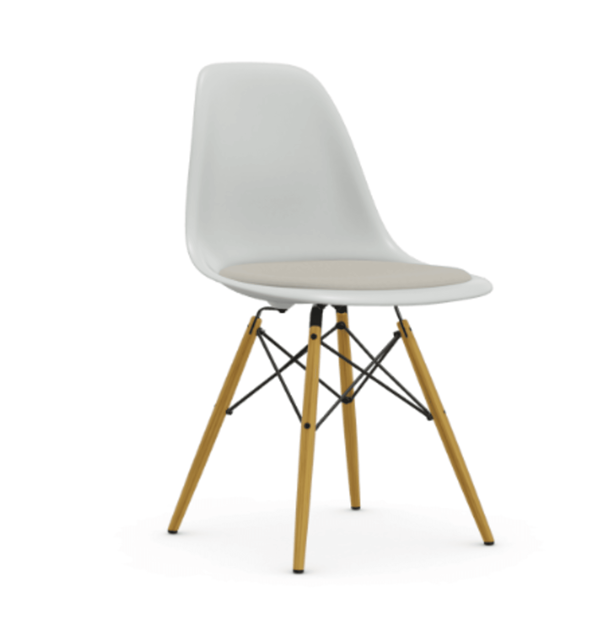 Vitra DSW Eames Plastic Side Chair RE - 85 cotton white RE - Sitzpolster "Hopsak" 79 warmgrey/elfenbein--10