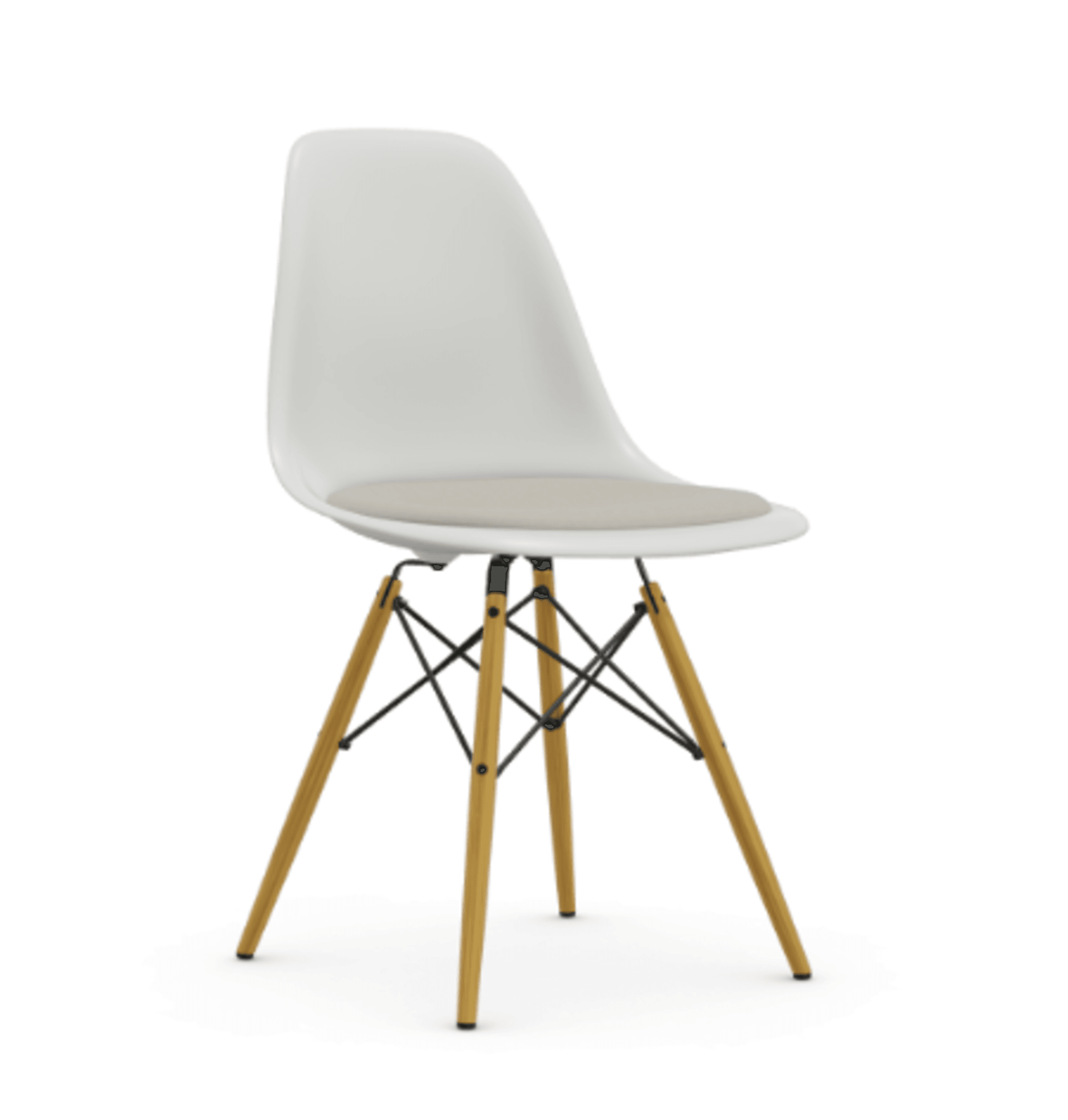 Vitra DSW Eames Plastic Side Chair RE - 04 weiss - Sitzpolster "Hopsak" 79 warmgrey/elfenbein--3