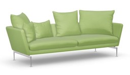 VITRA SUITA 3, SEATER, SPITZKISSEN - ALUMINIUM POLIERT - 55 WIESENGRÜN--2